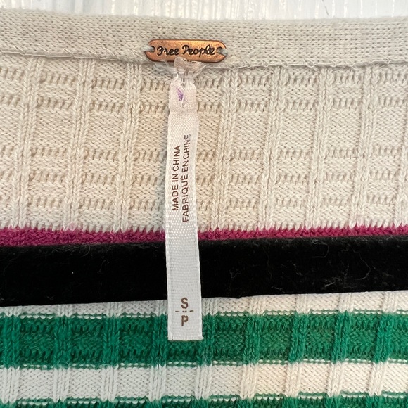 Free People Gidget Striped Long Sleeve Sweater Dress - Green, Purple, Yellow - Picture 6 of 9